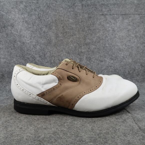 Nike Shoes Mens 10.5 Golf Saddle Oxfords Leather White Brown Classic Vintage - Picture 1 of 13